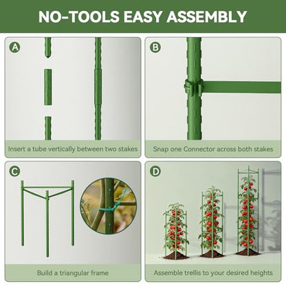 Halatool 6 Pack Tomato Cages for Garden, Up to 63 inch(5.2FT) - color: 6 Pack, size: 63 Inches
