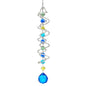 20.5in Sea Blue Crystal Gazing Ball Spiral Wind Spinner Suncatcher - color: Silver With Blue Ball Drop Prism