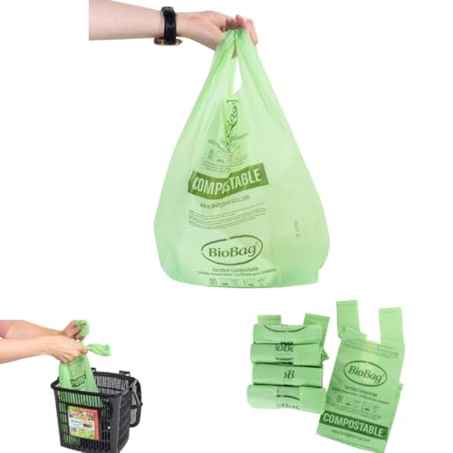 2.6 Gallon Compostable Bags with Handles by BioBag, 150 Count, BPI Certified, Meets ASTM D6400 Standards, Made in USA, Easy-Carry Kitchen Bin Liners - style: 150 Count