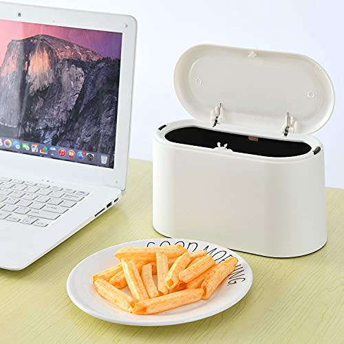 SUBEKYU Mini Trash Can with Lid,Small Desk Garbage Can,White 0.5 Gal - color: White 0.5 Gal with Lid