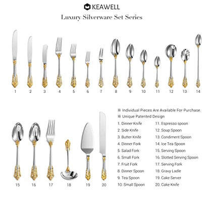 KEAWELL Luxury 4-Piece 18/10 Stainless Steel Dinner Fork Set (Gold Accent) - color: Gold Accent