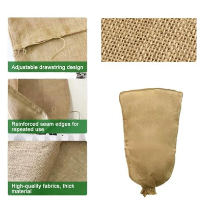 Agfabric Burlap Plant Covers Freeze Protection, 40in x 70in Warm Plant Frost Blankets with Drawstring, Reusable Frost Protection Cloths for Outdoor Plants, 2 Pack - size: 40"x70",2P