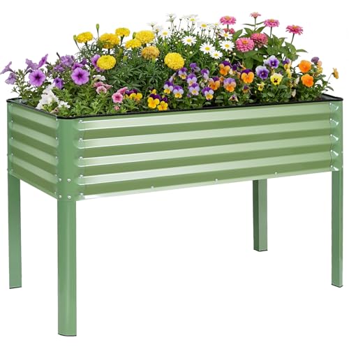 Elevated Raised Garden Bed Outdoor with Leg for Patio, 2' X 4', Green - style: Basic Green(No Casters, No Shelf)