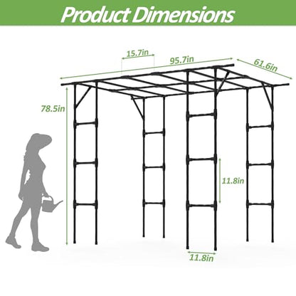 Grape Vine Trellis,Heavy Duty Metal Plant Support Trellis-96L*62 * 79H in - size: 95.7（L）*61.6(W)*78.5(H) in