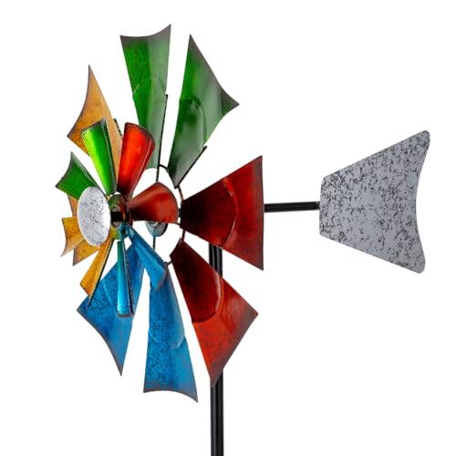 Viveta Metal Wind Spinners Outdoor, Colorful Kinetic Wind Spinner - color: Colorful-single