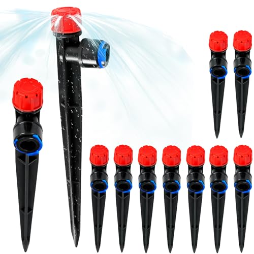 10 Pack 1/4 inch Tubing Drip Irrigation Vortex Emitters,Degree Drip Emitter Sprayer with Stake, Irrigation Dripper Sprinklers for Drip Irrigation System Parts & Connectors - color: Black-1/4" Drip Irrigation Vortex Emitters