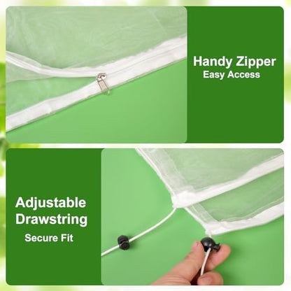 Jevrench 2-Pack 4 x 6 ft Garden Netting Bags with Zipper and Drawstring - size: 4 x 6ft – 2 Pack