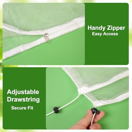 Jevrench 8-Pack 2.6 x 3.6 ft Garden Netting Bags with Zipper and Drawstring - size: 2.6 x 3.6ft – 8 Pack