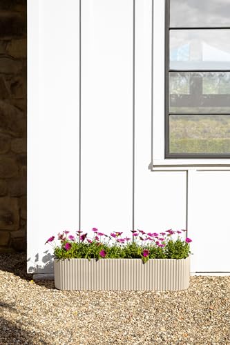 Veradek Demi Series Window Box Planter - Round Outdoor Planter - color: Sand, size: 36 inch - 2 Pack