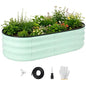 Metal Raised Garden Bed, 4 x 2 ft Oval Galvanized Planter Box - color: Green