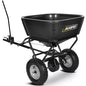 AugFir Tow Behind Broadcast Spreader, 130 LBS Capacity Lawn Fertilizer Spreader for Riding Mower, ATV, UTV & Tractor, 12 FT Spread Width Pull Behind Spreader Seeder for Grass Seed, Salt, Ice Melt