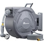 Retractable Garden Hose, 5/8" × 110 ft Wall Mounted Garden Hose Reel with 10-Pattern Hose Nozzle, Heavy Duty Water Hose Any Length Lock,Slow Return System,180°Swivel Bracket