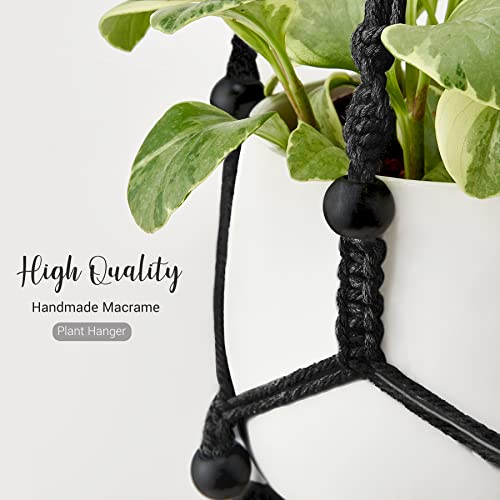 Mkono Macrame Plant Hanger Indoor 35 Inch Hanging Planter Basket Black 1Pc - color: Black