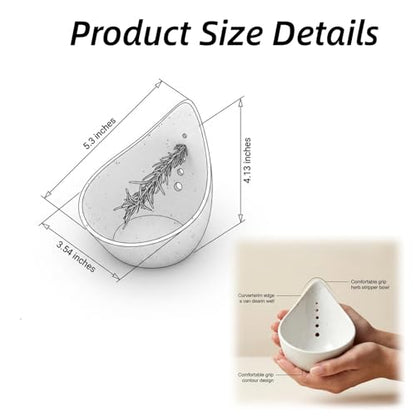 Herb Stripper Bowl,Ceramic Herb Stripper Tool with 5 Size Holes - color: Milk White