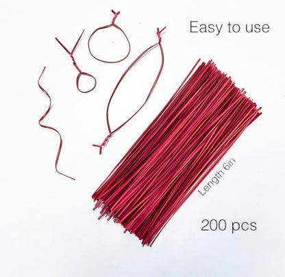 200 Pcs 6" Garden Plastic Plant Twist Ties Reusable Red Cable Ties for Climbing Plant Support, Christmas Tree, Bags, Gardening Activity.(Red) - color: Red