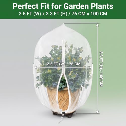 Bush Netting Cover 2 Pack 2.5ft x 3.3 ft, Bird Netting with Zipper & Drawstring, Reusable Berry Bush Netting for Lowbush Blueberries & Garden Plants, Bird Deer Insect and Poultry Barrier