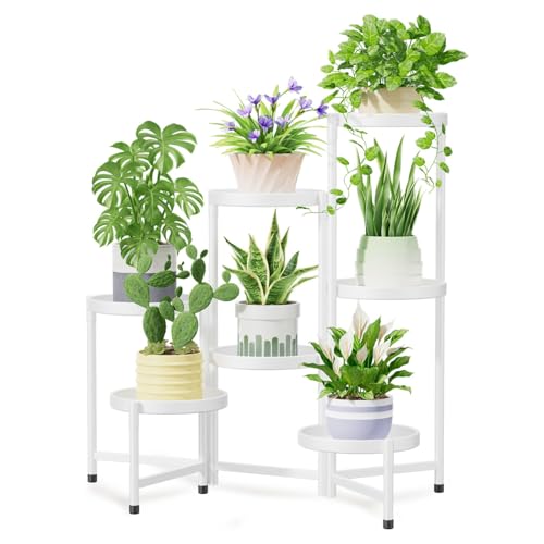 iDavosic.ly 7 Tier Large Plant Stand Indoor Outdoor, 10 In Wide Tray, White - color: White, size: 7 Tiers
