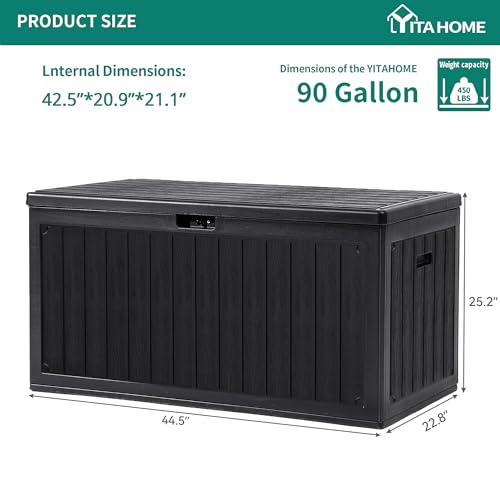 YITAHOME 90 Gallon Large Deck Box - color: Black, size: 90 Gallon