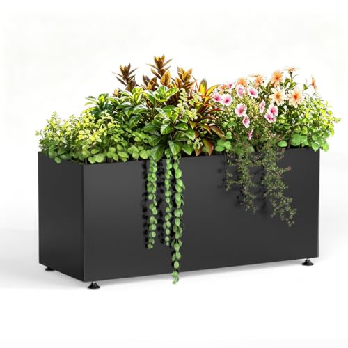 Metal Planter Box Outdoor Rectangular Steel Planter,Easy Assemble 38inBlack