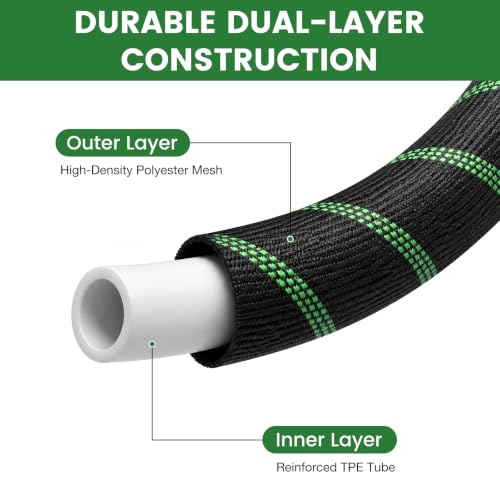 Garden Hose 25ft, Non-Expandable Flexible TPE Tube Water Hose - color: Black and Green, size: 25ft