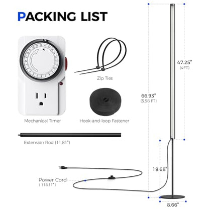 Barrina T1S Vertical Grow Light, 65W 5000K Full Spectrum, 5FT-5.6FT Height - color: Black-5000k, size: 5-5.6FT