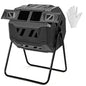 IRONMAX Outdoor Compost Tumbler, 43 Gallon (163 L) Rotating Tumbling Composter with Dual Chamber, Large Composting Bin for Frame Garden Yard Waste, Black