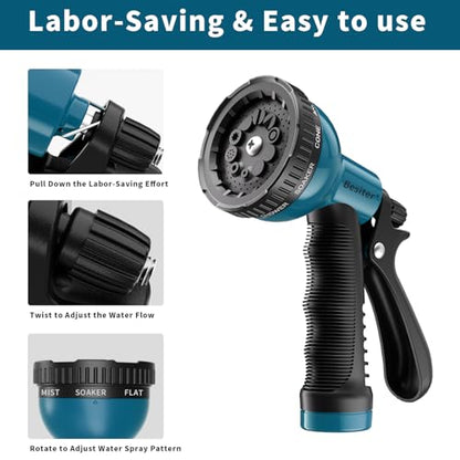 Besiter Garden Hose Nozzle Sprayer: 2 Pack 10 Watering Patterns Spray Nozzles Heavy Duty Hose Head Hose Attachment RoyalBlue - color: RoyalBlue