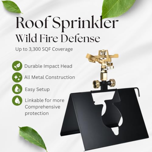 Roof Sprinkler for Wildfire Embers, Ember Defense System with 3,300 Sq. Ft. Coverage, Compact Roof-Mounted Fire Protection