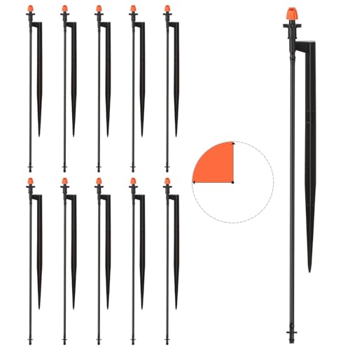 90 Degree Drip Micro Sprinkler Heads with 12 Inch Stake, 10 Pack - color: 10pcs 90° Micro Sprinkler Heads