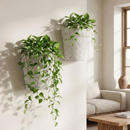Asnext 2 Pack Wall Planter, 7.5 Inch Wall Haning Planter, Speckled White - color: Speckled White