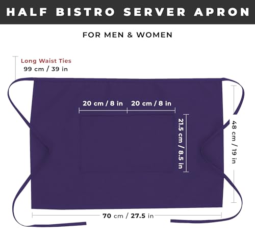 Chef Works Unisex Half Bistro Server Apron - color: Purple, 1 Pack