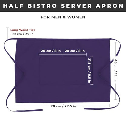 Chef Works Unisex Half Bistro Server Apron - color: Purple, 1 Pack