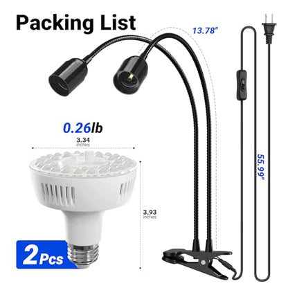 Barrina OG11A2 Clip On Grow Light for Indoor Plants, 5000K 22W(2 x 11W)