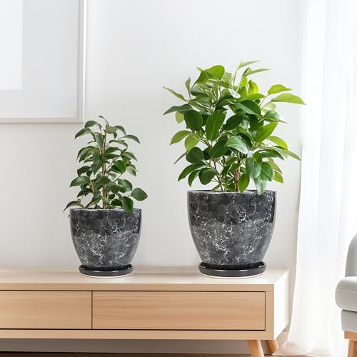Ceramic Pots for Plant, 10+8+6 Inch Modern Flower Pot Indoor, Grey - color: Gray