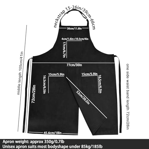 Molaxhome Split Pottery Apron with 3 Pockets Unisex with Adjustable Strap - color: Black