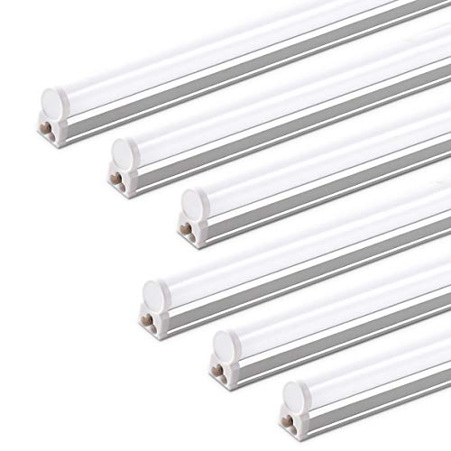 Barrina (6 Pack LED T5 Integrated Single Fixture, 4FT, 2200lm, 6500K 20W - color: 6500k Super Bright White, size: 4 Feet-6 Power Cords