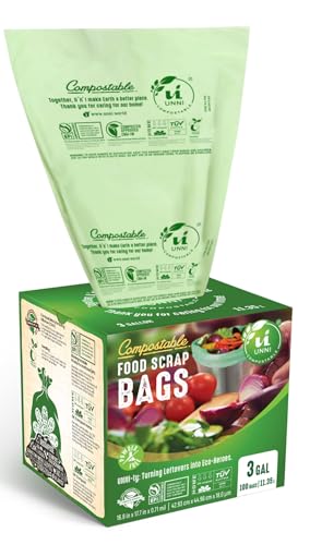 UNNI 3 Gallon Compost Bags for Countertop Bin, 200 CT, Extra Thick 0.71 Mil - size: 200 Count (Pack of 1), style: 3 Gallon