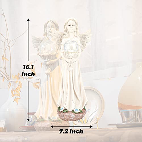 Garden Angels Outdoor Statue, Solar Angel with Crackled Glass Globe - color: Globe