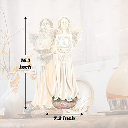 Garden Angels Outdoor Statue, Solar Angel with Crackled Glass Globe - color: Globe