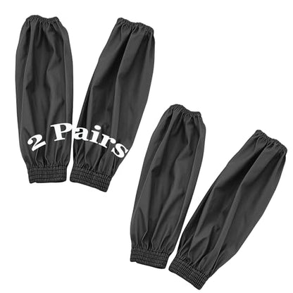 Yzurbu Arm Sleeves Covers, PU Oversleeves Protector for Arm with Elastic Cuffs, Waterproof, Oilproof, Acid Resistant - color: Black - 2 Pairs