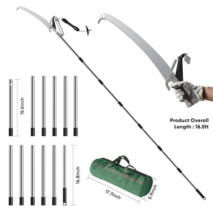 FLORA GUARD 16.5 FT Pole Saw with SK5 Blade, 4-Pulley System