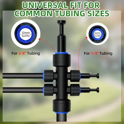 50FT 3/8" Drip Irrigation Tubing Kit with 4 Six-Way Splitter Connectors - size: 50FT 3/8" Main Hose