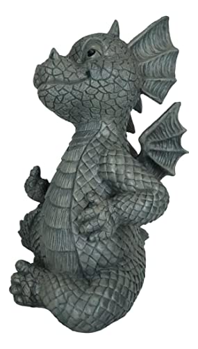 Ebros Keep Off Flip The Bird Rude Baby Dragon Sitting Statue 10" H Fairy Garden Faux Stone Resin Finish Guest Greeter Figurine - color: Flip the Bird Keep Off