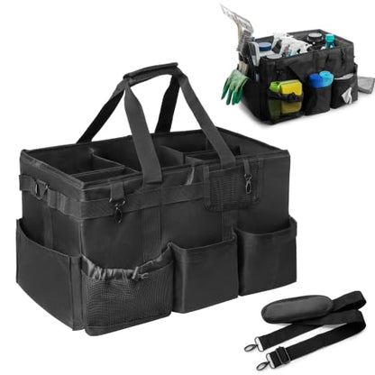 17 Inch Extra Large Cleaning Caddy Bag for Housekeepers, Black Tool Bag - color: Black, size: Extra Large