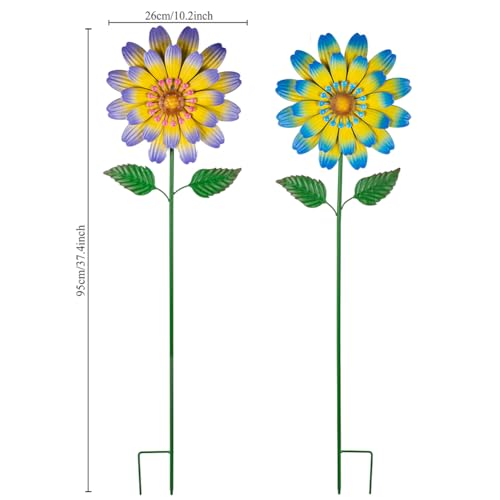 Metal Flower Decorative Garden Stakes,2 Pack Large Flower Stakes - color: Flower-2 Pack（2）