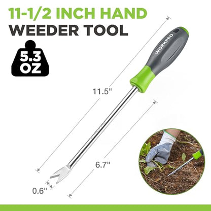 WORKPRO 11.5" Dandelion Weeder Puller Tool with Soft Handle
