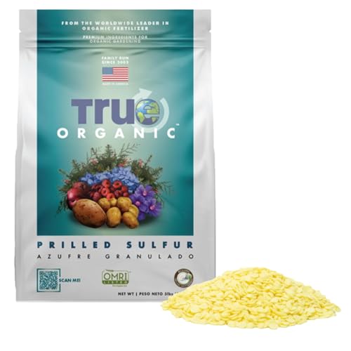 True Organic Prilled Sulfur – Organic Fertilizer for Better Plant Growth, Flowers, Vegetables, and Herbs – Lowers Soil pH – 5lb Bag Covers 1,333 Sq. Ft. - size: 5 lbs, style: Plant & Prilled