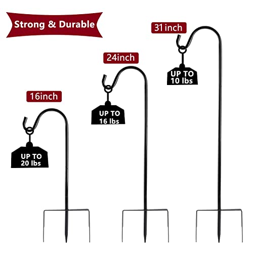 EXCMARK 2 Pack Shepherd Hook, Black, 31 Inch, Adjustable Height, 1/2" Thick - color: Black, size: 31 inch