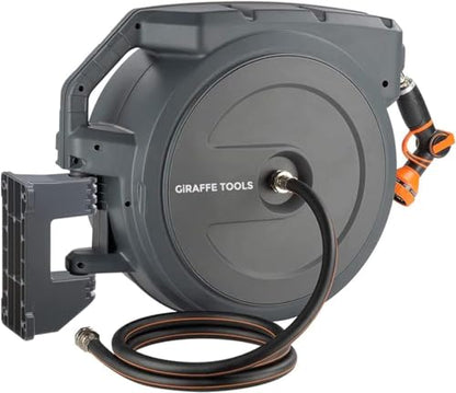 Giraffe Tools Retractable Garden Hose Reel Auto Rewind Wall Mount 5/8" 95FT - size: 5/8''90ft Metal Bracket
