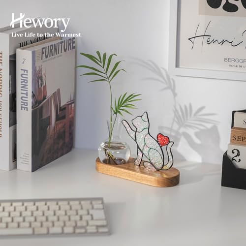 Hewory Handmade Cat Planter: Iridescent Stained Glass Propagation Stations - color: Iridescent